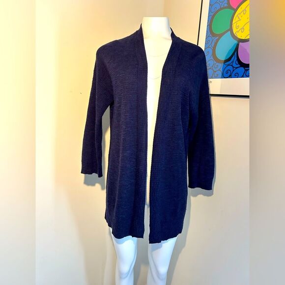 Eileen Fisher womens Organic Linen and Cotton Open-Front Cardigan Sweater Size S - Picture 1 of 7
